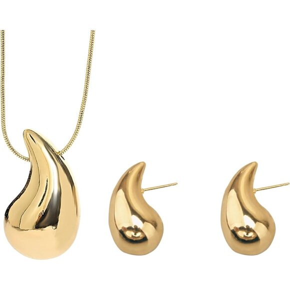 ⚡Gold Chunky Stud Earrings Unique Teardrop Shape Jewelry for Women Fashion Gift - Picture 6 of 7